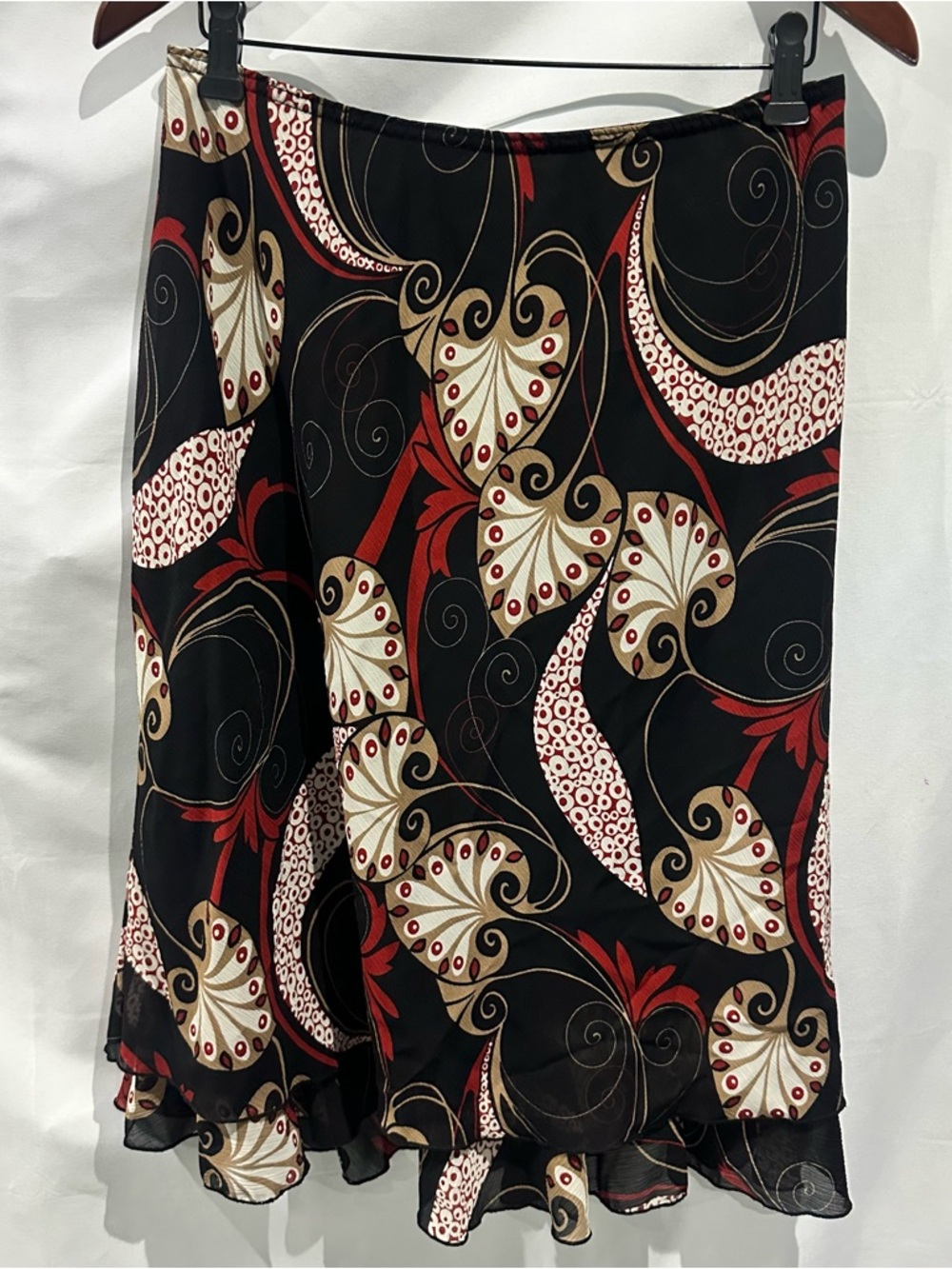 Vintage Y2K Ruffle Hem Floral Midi Skirt